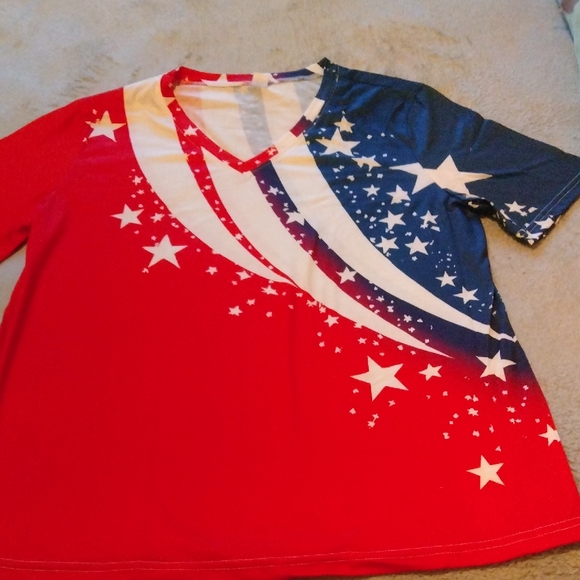 Tops - Red and Blue Star Pattern Adult Woman's Shirt